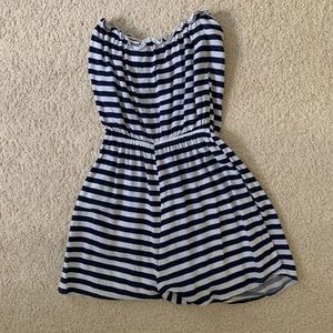 Striped strapless romper